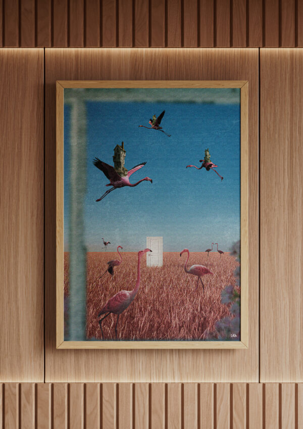 Poster_in_Elegant_Bedroom_Mockup_3à Dreamy Flamingos